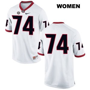 Women's Georgia Bulldogs NCAA #74 Ben Cleveland Nike Stitched White Authentic No Name College Football Jersey DLS1054LM